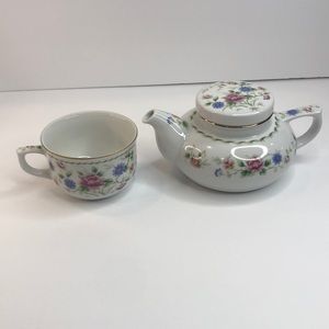 Vintage Tea Pot with Lid and Tea Cup Japanese